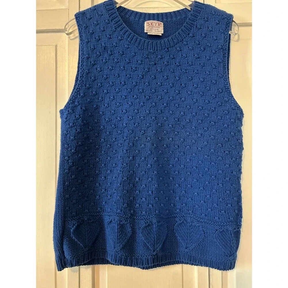 SKYR Cobalt Blue Textured Cable-Knit Sleeveless Sweater Vest Size M